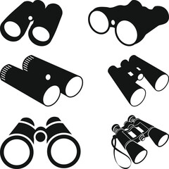 Collection of Binocular Icon Silhouettes, binocular flat icon Svg, durbin Silhouette, telescope Vector Illustration