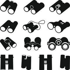 Collection of Binocular Icon Silhouettes, binocular flat icon Svg, durbin Silhouette, telescope Vector Illustration