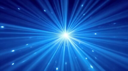Bright blue radial light burst with intense energy rays radiating from central point. Abstract cosmic explosion with brilliant beams and electric glow effect on deep background. - Powered by Adobe