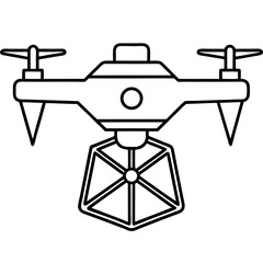 Black Line Drone Aerial Vehicle Delivery Photography Vector