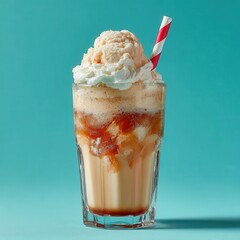 Layered soda float with ice cream