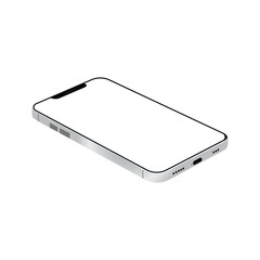 Realistic smartphone with blank vertical touch screen front view isolated on white background modern mobile phone template mockup showing interface display in pro max model simple silhouette style