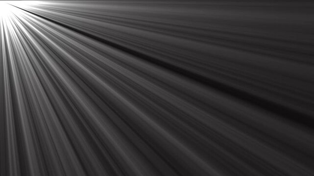 Isolated black with white light rays animation. Shine or sun effect on black screen 4k .