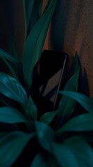 Fototapeta premium A smartphone placed in a pot foradvertisement commercial purpose