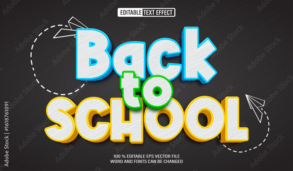 Poster editable 3d text style effect - back to school text effect template