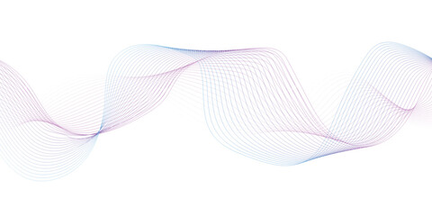Abstract wave element for design. Digital frequency track equalizer. Stylized line art background. Vector illustration. Wave with lines created using blend tool. Curved wavy line, smooth stripe.