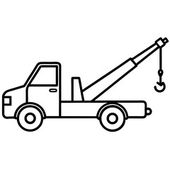 Black Line Art Tow Truck Illustration White Background