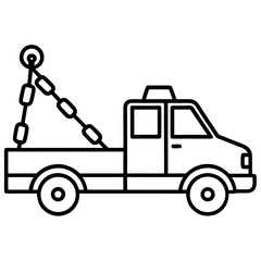 Black Outline Tow Truck Illustration Roadside Assistance Vehicle