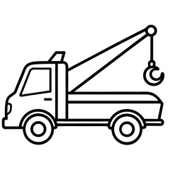 Black Outline Tow Truck Illustration Roadside Assistance Service