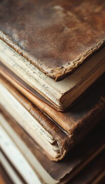 Stack of vintage books with worn covers, displaying history, nostalgia, and old-world charm.