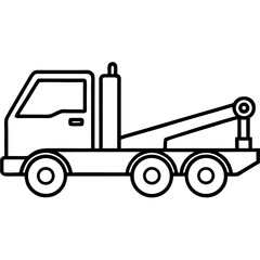 Black Outline Tow Truck Illustration Transparent Background