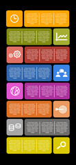 Business Strategy, Analysis, and Data Icons with Text Information