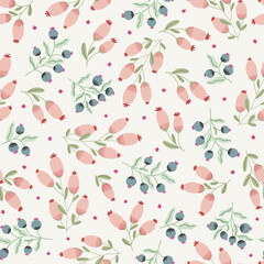 Fototapeta premium Elegant whimsical floral pattern, hand drawn vector floral digital paper. Cottagecore fantasy flowers print