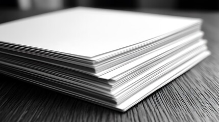 Stack of white papers on a dark surface.