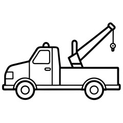 Black and White Tow Truck Icon Side View Outline roadside assistance