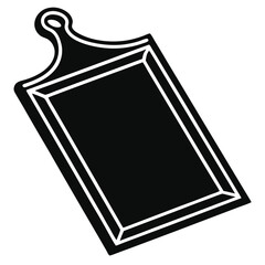 Black silhouette bulletin board icon with text elements