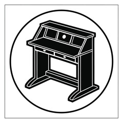 Desk cable management silhouette black vector icon