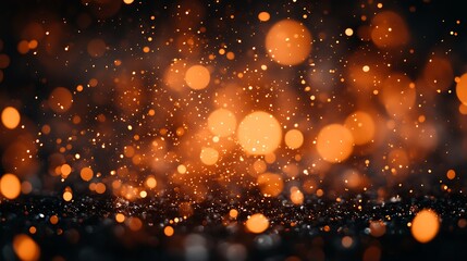 Orange bokeh lights on a dark background.