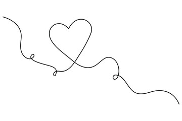 Heart continuous single line art drawing. Hand drawn doodle heart outline vector illustration
