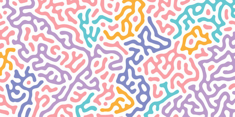Obraz premium Colorful ribbons and hearts form an abstract seamless pattern perfect for geometric textile art, modern fabric design, or decorative wave wallpaper. texture, decoration, backdrop, line, wave, ornament