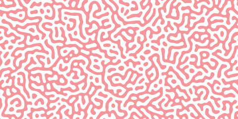 Fototapeta premium Seamless heart and red ribbon pattern vector illustration for a decorative textile or paper design. repetitive, line, decoration, wave, tile, backdrop, geometric, floral, curve, color, flower, swirl