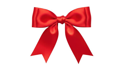 Elegant red ribbon bow decoration isolated on transparent background