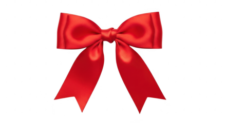 Elegant red ribbon bow decoration isolated on transparent background