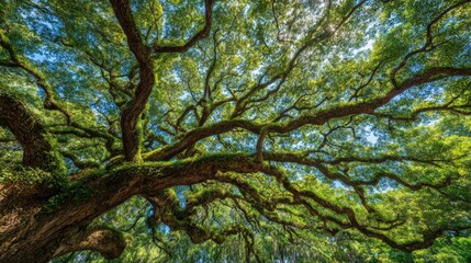 Lush, ancient tree canopy