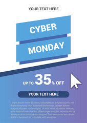 Cyber Monday Sale Flyer Template – Up to 35% Off | Gradient Blue and Purple Design