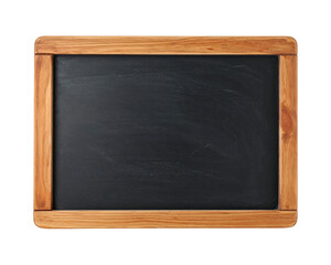 Empty wooden framed blackboard isolated on transparent background