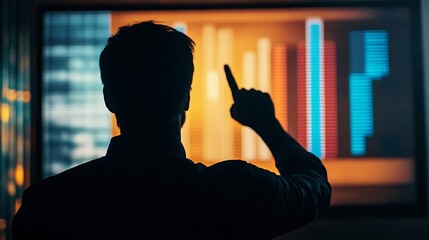 Silhouette of person exposing tax fraud on a projector screen