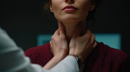 Doctor Examining Patient's Neck Lymph Nodes with Clinical Precision