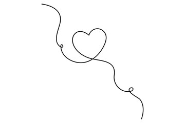 Heart continuous single line art drawing. Hand drawn doodle heart outline vector illustration
