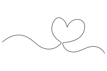 Heart continuous single line art drawing. Hand drawn doodle heart outline vector illustration
