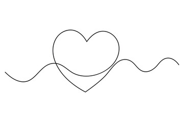 Heart continuous single line art drawing. Hand drawn doodle heart outline vector illustration
