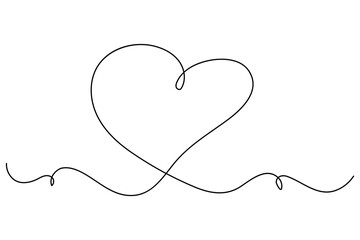 Heart continuous single line art drawing. Hand drawn doodle heart outline vector illustration
