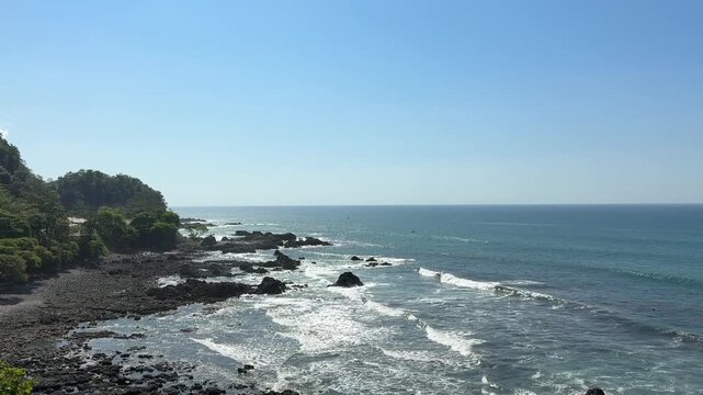 A beautiful view of the waves of the sea at Jaco, Pacific Ocean