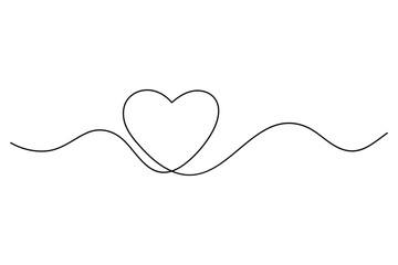 Heart continuous single line art drawing. Hand drawn doodle heart outline vector illustration
