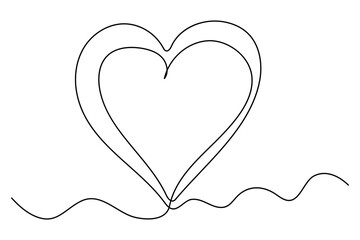 Heart continuous single line art drawing. Hand drawn doodle heart outline vector illustration
