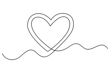 Heart continuous single line art drawing. Hand drawn doodle heart outline vector illustration
