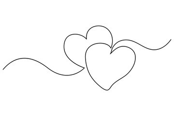 Heart continuous single line art drawing. Hand drawn doodle heart outline vector illustration
