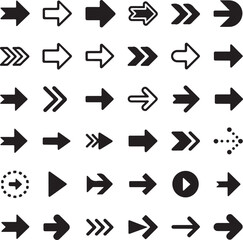 Black Arrow Icon Set for Directional Concept
