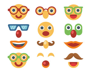 Fototapeta premium Whimsical cartoon character illustration featuring a friendly face with large circular spectacles and prominent expressive bushy eyebrows perfect for playful designs