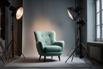 Naklejka premium Teal armchair studio shot