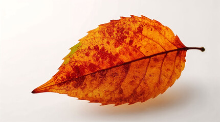 Autumn orange leaf isolated on a light background  
