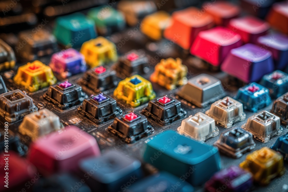 Aufkleber first-person view of replacing mechanical keyboard switches with colorful caps