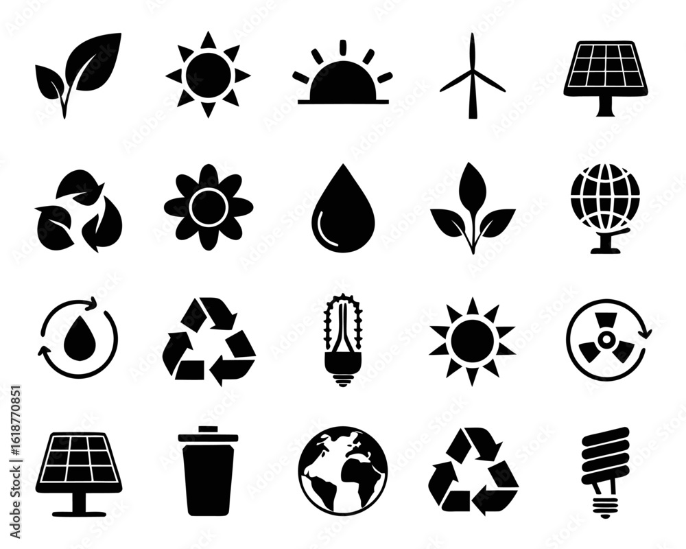 Poster a comprehensive collection of modern line art icons for web design and digital interfaces featuring 