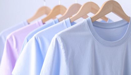 Obraz premium Front View of Color T-Shirts on Hanger – Clothing Mockup for Designers