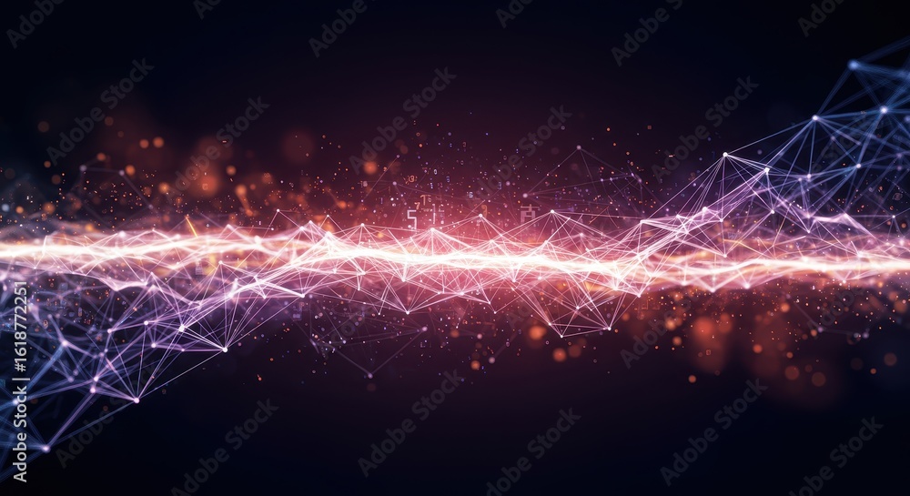 Poster abstract network connection concept with connecting dots and lines glowing effects
