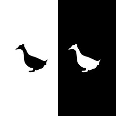 Peaceful silhouette of duck and ducklings in vector form
